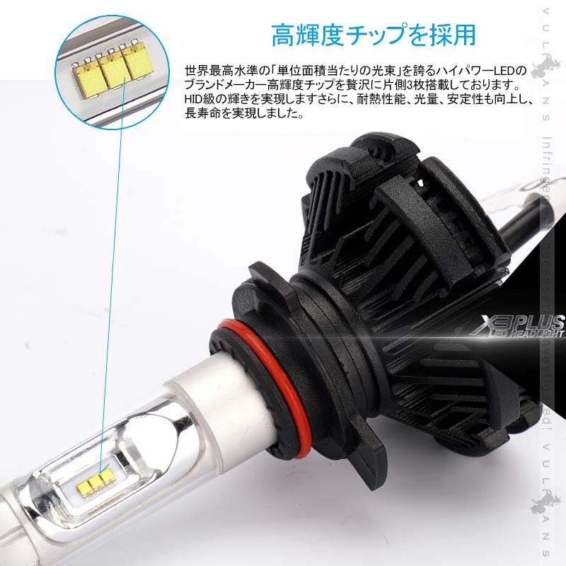 業界初 X3 PLUS LEDヘッドライト H8/H11/H16JP 新車検対応 DC9V～DC60V トラックまで対応 PHILIPS ZES ケルビン値変更可 6000LM 2個 光軸調整可 1年保証 IP67