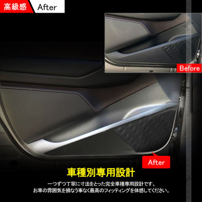 C-HR CHRドアキックガード ステンレス カーボン調 食刻加工 2PCS ドアトリムガード 内装 保護 プロテクター キズ防止 アンダーカバー エアロ chr c-hr CHR