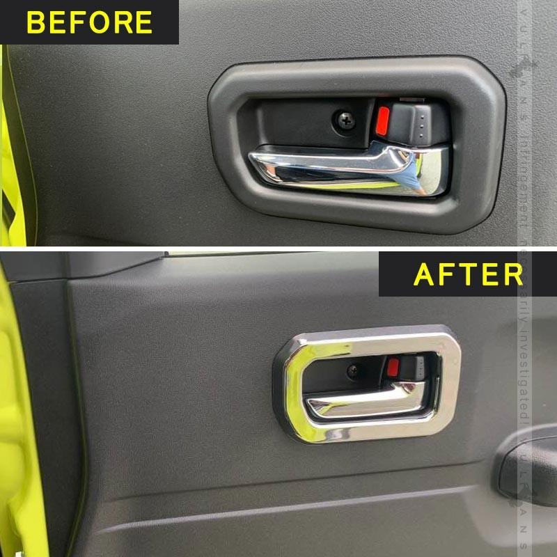 ジムニー JB64W ジムニーシエラ JB74 インナードアハンドルカバー 2PCS メッキ仕上げ ガーニッシュ インテリアパネル 内装 カスタム パーツ アクセサリー JIMNY