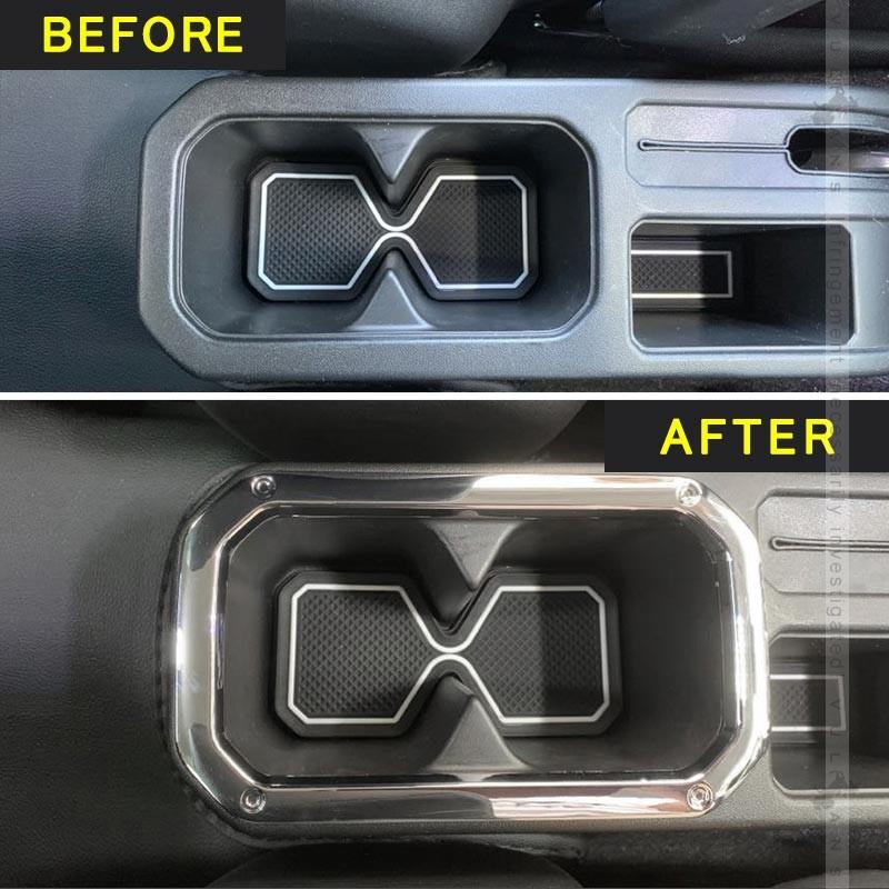 新型ジムニー JB64W/JB74W カップホルダーカバー Aタイプ 1PCS メッキ仕上げ ガーニッシュ ドリンクホルダーカバー 内装 カスタム パーツ アクセサリー JIMNY