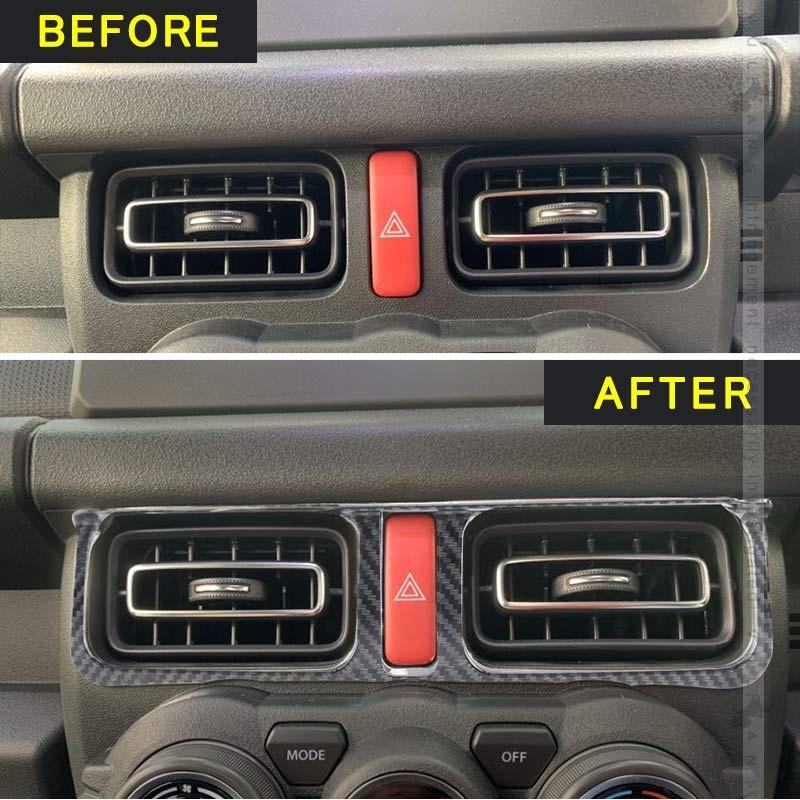 新型ジムニー JB64W/JB74W センターエアコンパネルカバー 1PCS カーボン調 ガーニッシュ エアコン吹き出し口 内装 カスタム パーツ アクセサリー JIMNY