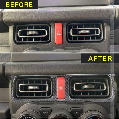 新型ジムニー JB64W/JB74W センターエアコンパネルカバー 1PCS カーボン調 ガーニッシュ エアコン吹き出し口 内装 カスタム パーツ アクセサリー JIMNY