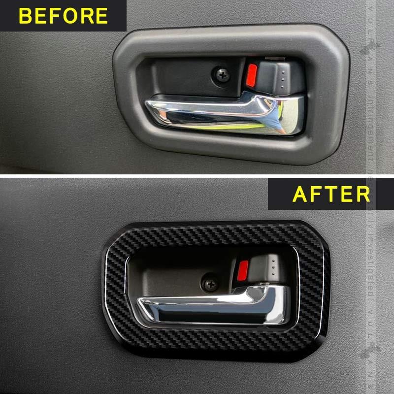 ジムニー JB64W ジムニーシエラ JB74 インナードアハンドルカバー 2PCS カーボン調 ガーニッシュ インテリアパネル 内装 カスタム パーツ アクセサリー JIMNY