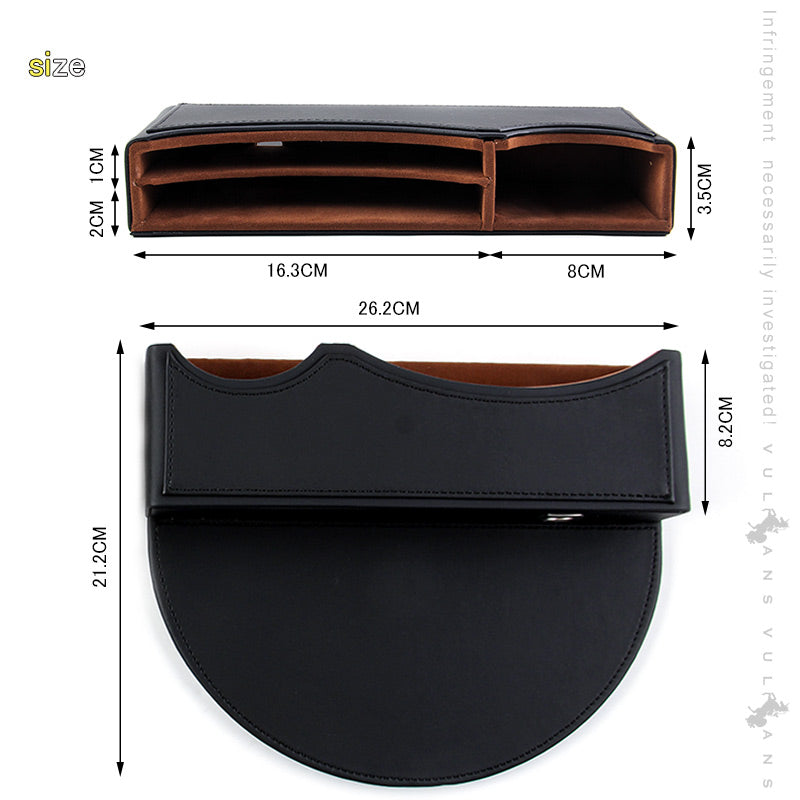 車載 汎用 隙間収納ボックス ブラック 2点セット コンソール 落下防止 隙間埋め 車内収納ケース 差し込む式 隙間 サイドトレイ レザー 車内シート隙間収納