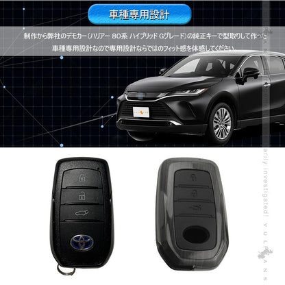 トヨタ 2重保護 スマートキーケース キーホルダー付属 新型3ボタンタイプ ヘアライン仕上げ レザー キーケース 汚れ 傷防止 ハリアー 80系 ヤリス ヤリスクロス