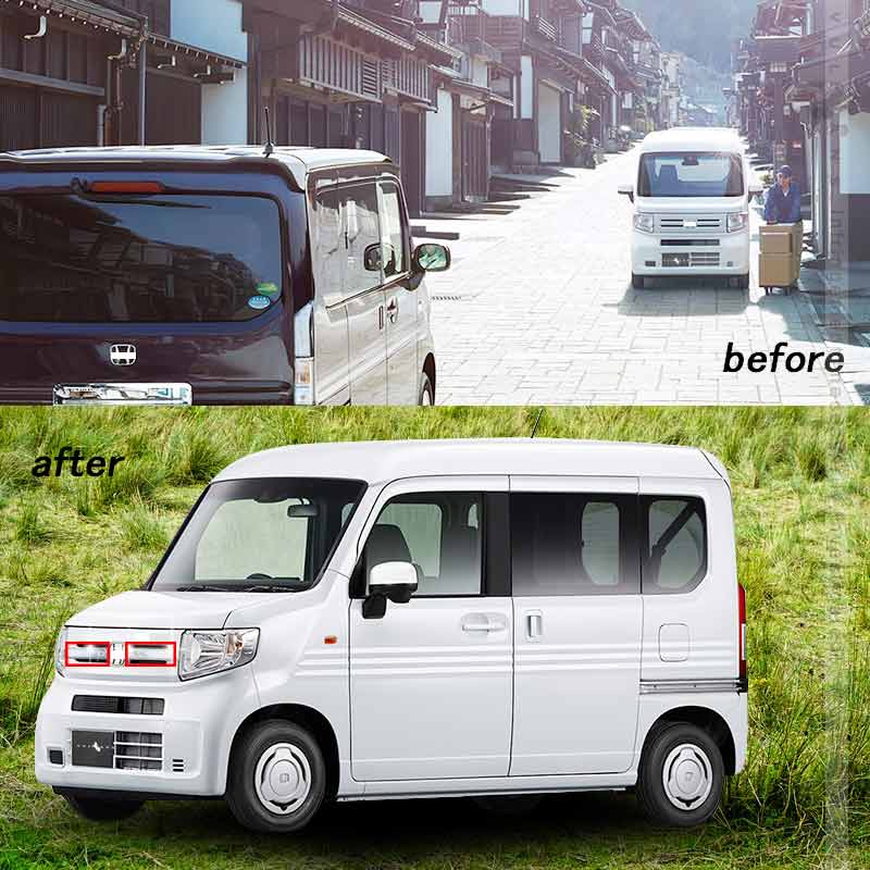 N-VAN JJ1/2 フロントバンパーガーニッシュ グリル バンパーカバー 2PCS SUS304ステンレス エアロ 外装 カスタム パーツ アクセサリー NVAN