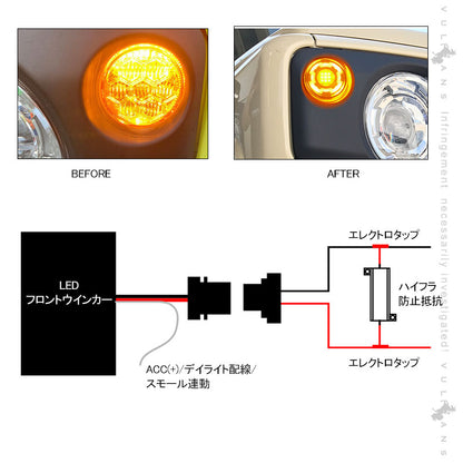 ジムニーJB64W/JB74W LEDフロントウインカー デイライト ハイフラ対策済み クリアレンズ ホワイト/アンバー 3030SMD 視認性UP シエラ 電装 パーツ