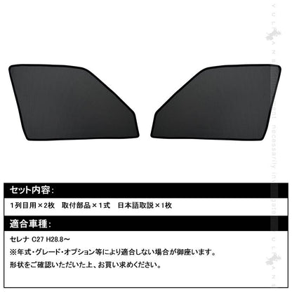 セレナ C27 メッシュカーテン 日よけ フロントドア 2枚set インテリア 遮光カーテン 内装 パーツ プライバシー保護 虫よけ 換気 車用 トヨタ