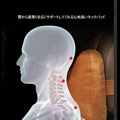 車載 ネックパッド ベージュ 1個 長時間のドライブに最適 ヘッドレスト シートクッション 汎用 首 ドライブ 運転 頭痛 肩こり 疲れの軽減 内装 パーツ