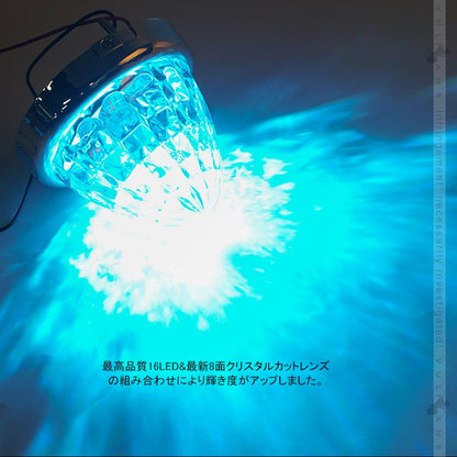 24V車用 LEDサイドマーカー 2個セット アイスブルー LED16連 マーカーランプ 8面クリスタルカット トラックマーカー メッキリング トラック 用品 日野 いすゞ