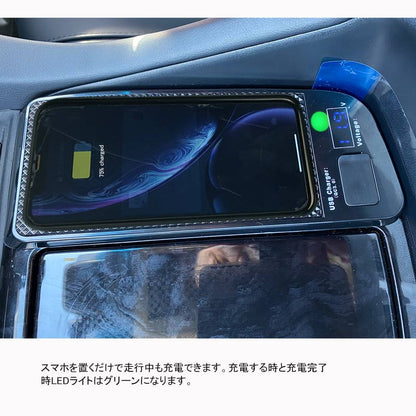 アルファード ヴェルファイア 30系 前期/後期 スマホ ワイヤレス充電器 QI充電+QC3.0急速充電+車両電圧計付 無線充電器 車載QI 急速充電器 取り付け簡単 iPhone