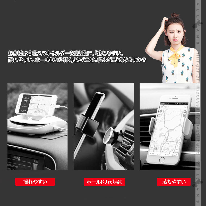 フィット専用 車載 スマホホルダー 360度回転可 重力固定式 片手操作 カーホルダー 車載 スマホスタンド 車載スタンド スマホスタンド iPhone