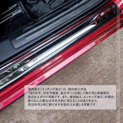 マツダ3 セダン スカッフプレート カーボン調 食刻加工 ステンレス 4PCS サイドガード プロテクター ドレスアップ カスタム 内装 パーツ アクセラ BP系 MAZDA3