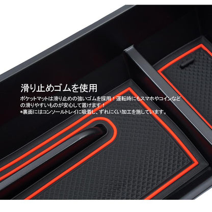 プリウス50系 コンソールボックス USB充電ポート+LEDセンサーライト搭載  QC3.0 +2.1Aの２つ充電ポート トレイ下のスペースを活用 メーカーが実用新案取得済み