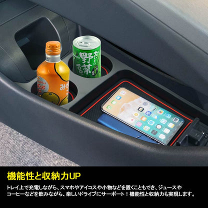 プリウス30系 前期/後期 センターコンソールボックス USB充電ポート+LEDセンサーライト搭載 コンソールトレイ 収納ボックス 内装 アクセサリー ド パーツ PRIUS