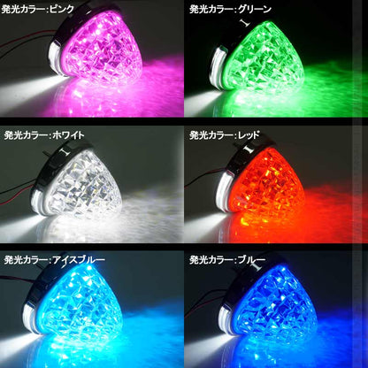 LEDサイドマーカー レモン緑 2個set 12V 24V用 8面クリスタルカット10-50V対応 メッキリング トラック 用品 フットランプ機能追加 10色選択可能