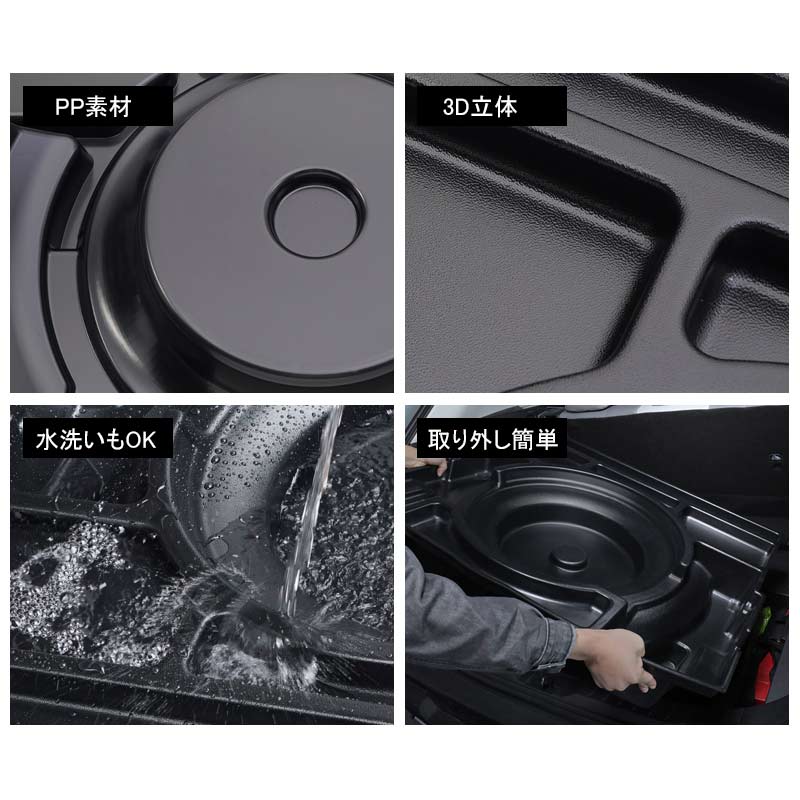 RAV4専用 トランクボックス スペアタイヤ有り車専用 1PCS ブラック トランク格納ケース ラゲッジ収納 整理整頓 内装 パーツ カスタム アクセサリー