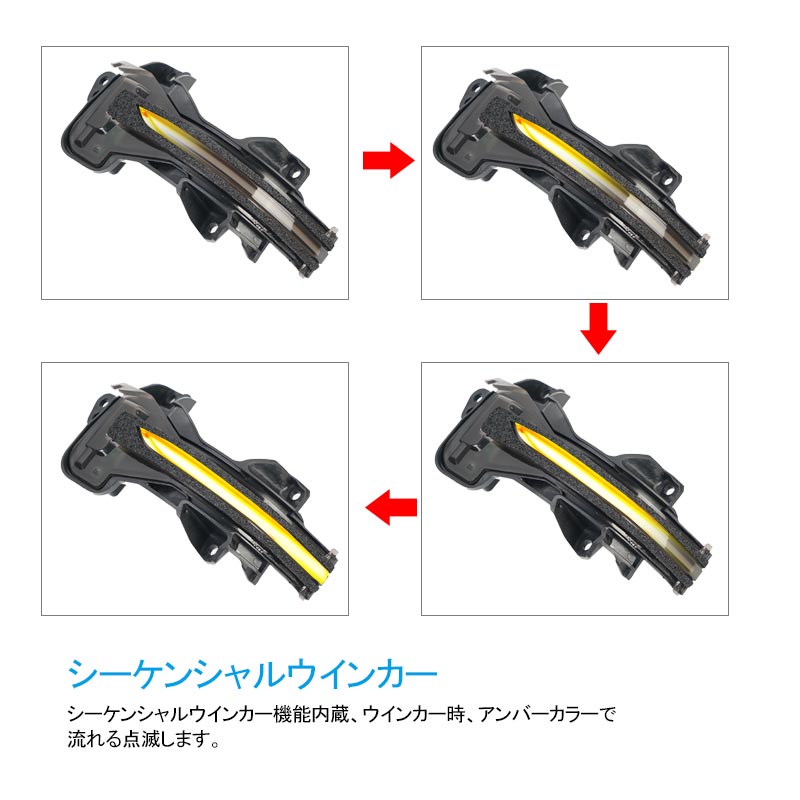 本田車用 N-BOX JF3/JF4 LEDドアミラーウィンカーランプ スモークレンズ 流れるウィンカー機能付 工具付 取付簡単 外装 パーツ LEDシーケンシャル