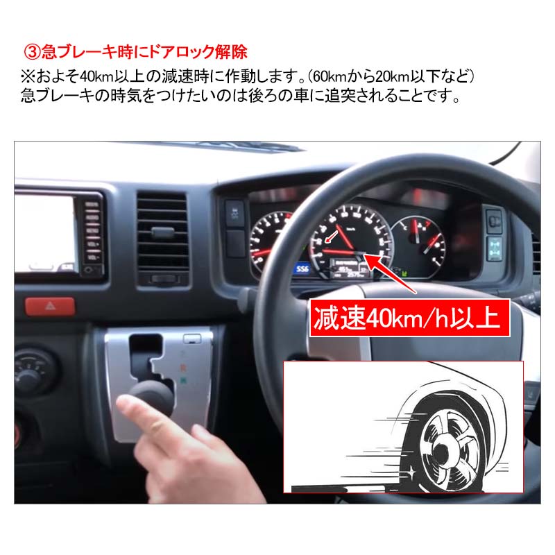 ハイエース200系 5型 TSS対応 ドアロックキット 車速連動 5機能付 ドアロック&Pシフトでドアロック&バックハザードキット 切替え機能付 トヨタセーフティセンス