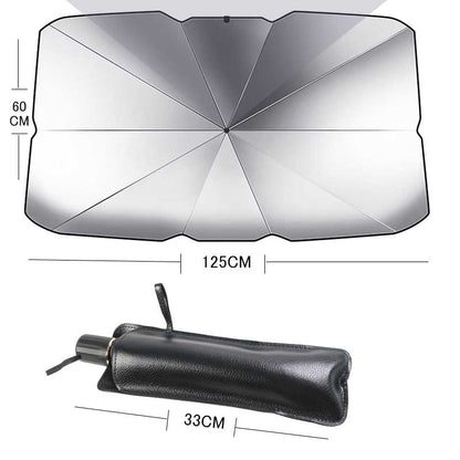 サンシェード 傘型 車用 柄が曲げる フロントカバー カー用品 日よけ 遮光 断熱・99%UVカット 2サイズ 10本骨 車中泊 アウトドア 紫外線 軽自動車 SUV ミニパン