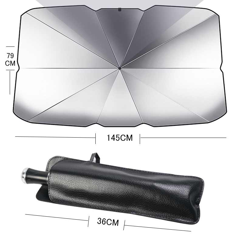 傘型 フロントガラス用 サンシェード 折りたたみ傘様式 ガラスハンマー付 7 9CM*145CM日よけ 遮光 車中泊 仮眠 アウトドア キャンプ 紫外線 内装 パーツ