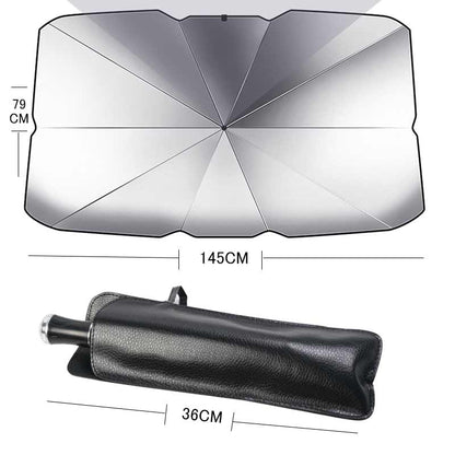 傘型 フロントガラス用 サンシェード 折りたたみ傘様式 ガラスハンマー付 7 9CM*145CM日よけ 遮光 車中泊 仮眠 アウトドア キャンプ 紫外線 内装 パーツ