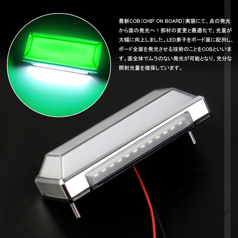 2WAY LEDサイドマーカー 路肩灯機能搭載 トラック＆軽自動車兼用 2個 グリーン 角型 LED マーカーランプ DC10V-50V 12V 24V車用 トラックマーカー 外装 パーツ