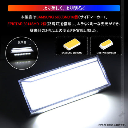 2WAY LEDサイドマーカー 路肩灯機能搭載 トラック＆軽自動車兼用 2個 レッド 角型 LED マーカーランプ DC10V-50V 12V 24V車用 トラックマーカー 外装 パーツ