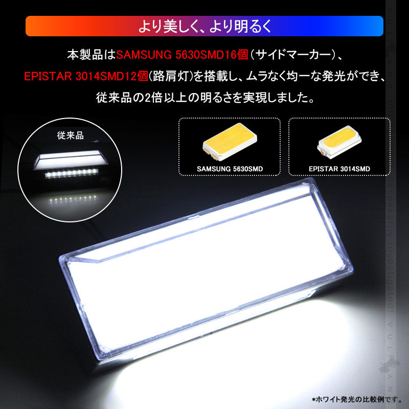 2WAY LEDサイドマーカー 路肩灯機能搭載 トラック＆軽自動車兼用 2個 ピンク 角型 LED マーカーランプ DC10V-50V 12V 24V車用 トラックマーカー 外装 パーツ