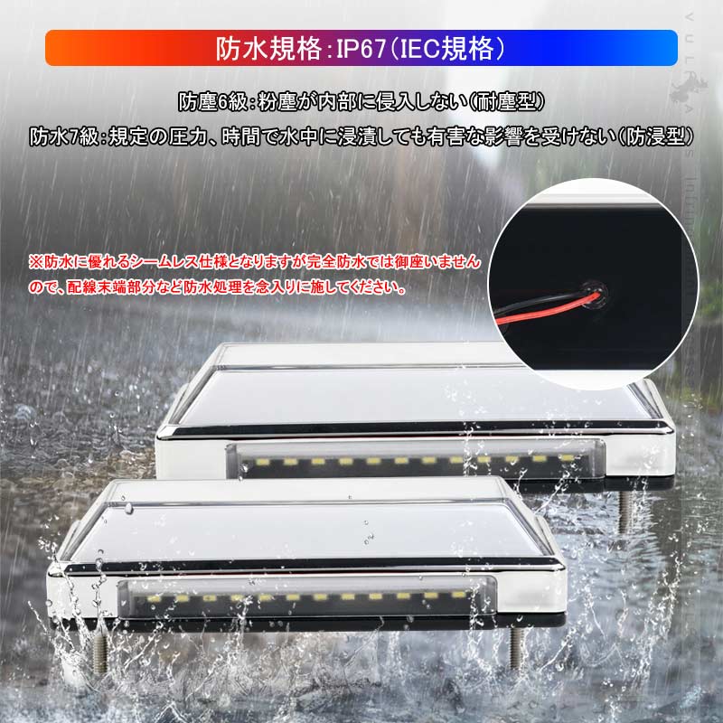 2WAY LEDサイドマーカー 路肩灯機能搭載 トラック＆軽自動車兼用 2個 ピンク 角型 LED マーカーランプ DC10V-50V 12V 24V車用 トラックマーカー 外装 パーツ