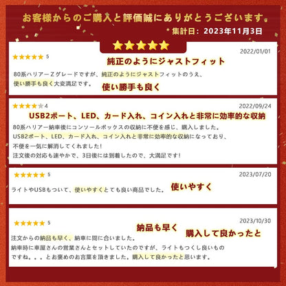 新型 ハリアー80系 コンソールボックス USB充電ポート+LEDセンサーライト搭載 QC3.0 +2.1Aの２つ充電ポート 収納力UP トレイ下のスペースを活用 内装 パーツ