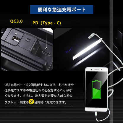 新型 ハリアー80系 コンソールボックス USB充電ポート+LEDセンサーライト搭載 QC3.0 +2.1Aの２つ充電ポート 収納力UP トレイ下のスペースを活用 内装 パーツ
