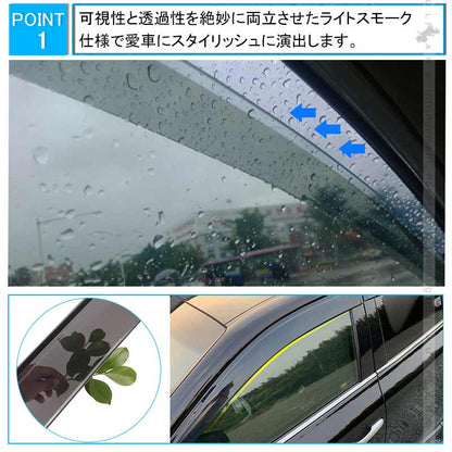 新型 ハリアー80系 ドアバイザー 4PCS サイドバイザー サイドドアバイザー 雨天時の窓開けも快適 換気 車用 HARRIER 80 外装 パーツ アクセサリー カスタム