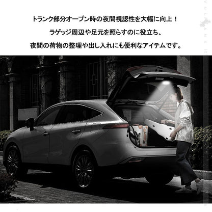 新型ハリアー80系 タッチセンサー付き 増設ラゲッジランプ 高輝度5050SMD 夜間作業 作業灯 カスタムパーツ ドレスアップ ラゲッジ トランクランプ トヨタ