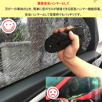 4way 汎用ドアステップ サイドステップ ブラック 緊急ハンマー 洗車補助ステップ ルーフ荷物の積み下ろしや洗車に アルミ合金 サイドドアペダル 折り畳み式