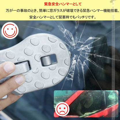 4way 汎用ドアステップ サイドステップ シルバー 緊急ハンマー 洗車補助ステップ ルーフ荷物の積み下ろしや洗車に アルミ合金 サイドドアペダル 折り畳み式
