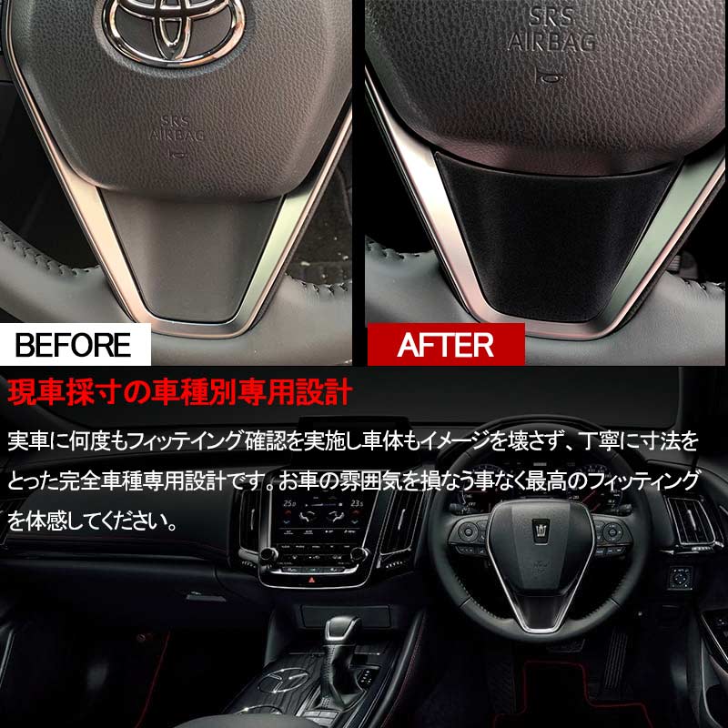 新型 ハリアー80系 ステアリングカバー 1PCS マットブラック ステアリングパネル ガーニッシュ インテリアパネル 内装 パーツ アクセサリー クラウン 220系