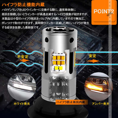 S25ピン角150度 LEDウィンカーポジションキット 2色切り替え ハイフラ防止 キャンセラー内蔵 車検対応 WX3×16D ウィポジ フロント用 アンバー・ホワイト