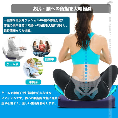 ジェル内蔵 低反発クッション 極厚6CM ゲルクッション ジェルクッション 体圧分散 通気 車 座布団 お尻 椅子 ベンチ スポーツ観戦 オフィスワーク 腰痛