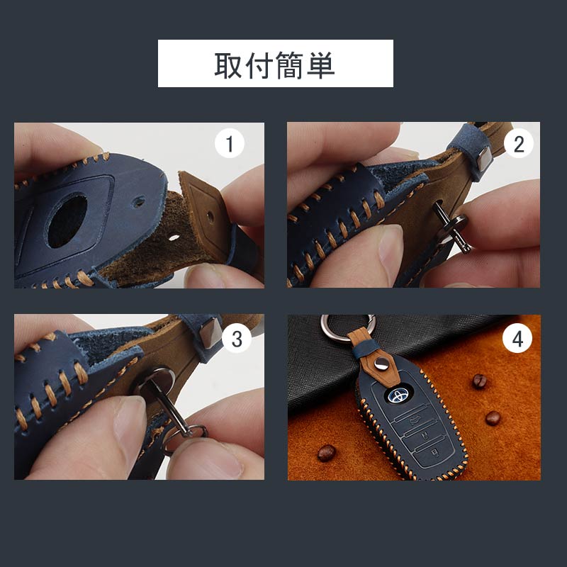 トヨタ ツートンカラー 本革 キーケース 新型3つボタンタイプ専用 クレイジーホースレザー製 電波障害なし ハリアー 80系 ヤリス ヤリスクロス ランクル200系