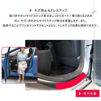 ノート E13 ドアステップガード ブラックステンレス仕上げ キズ防止 滑り止め ドレスアップ 内装 パーツ カスタム アクセサリー NOTE サイドステップ