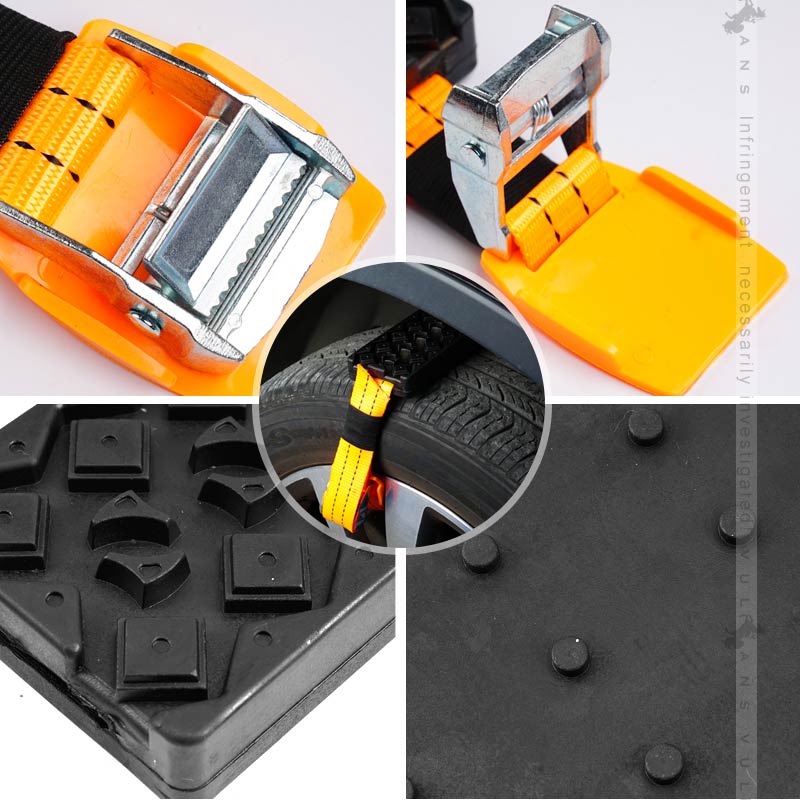 汎用 タイヤチェーン ジャッキアップ不要 タイヤ2本分 ブレーキング効果向上 車 雪対策 雪道 カーチェーン 外装 パーツ 泥道・砂地・氷道