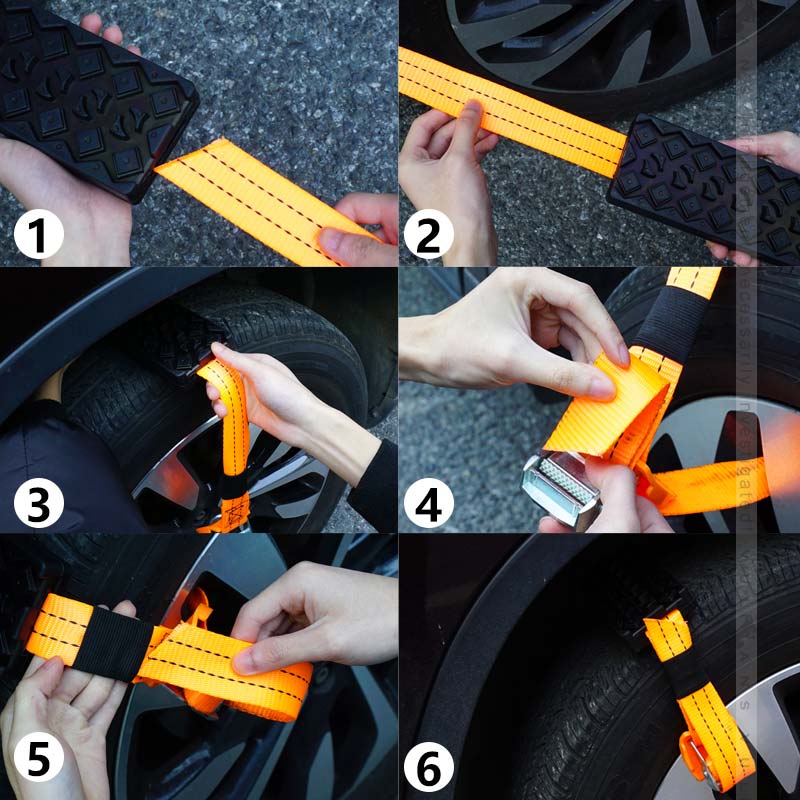 汎用 タイヤチェーン ジャッキアップ不要 タイヤ2本分 ブレーキング効果向上 車 雪対策 雪道 カーチェーン 外装 パーツ 泥道・砂地・氷道