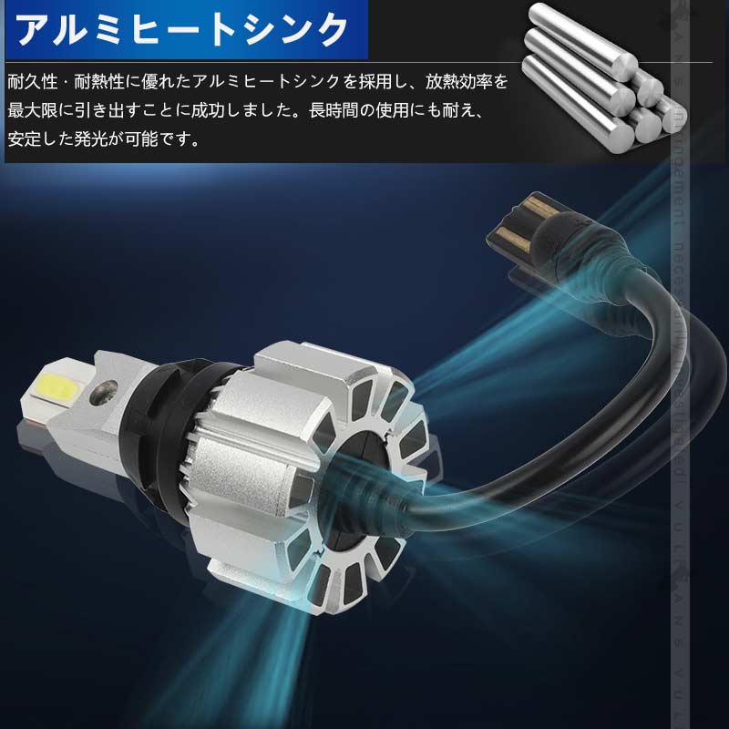 2022年版V2 T16 LEDバックランプ 2個 6000ルーメン DC12V 粗線設計 1年保証 無極性 LEDバルブ アルミヒートシンク ホワイト 6500K バックランプ パーツ