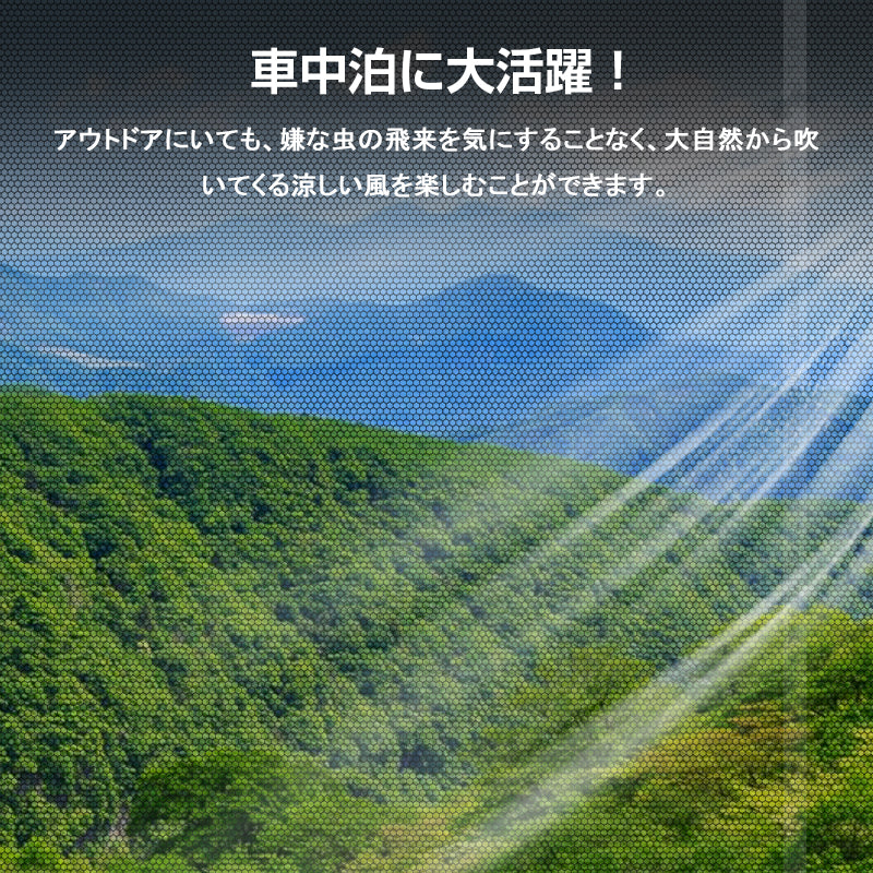 リアゲート防虫ネット トヨタ ハイエース200系 標準ボディ車 車用品 防虫 虫よけ 換気 車中泊 アウトドア カーテン 防虫メッシュ メッシュネット 網戸 両面スライドファスナー リヤ リア 取付簡単 父の日