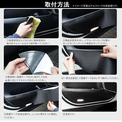 日産 ノート E13 カーボン調 ドアキックガード ドアトリム 4枚 ドアプロテクター 保護 内装 パーツ エアロ アクセサリー カスタム NOTE キズ防止