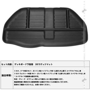 デッキボード下段用 3Dラゲッジマット ノア/ヴォクシー90系 ラゲッジアンダーマット TPE材質 立体成型 カーマット 内装 カスタム パーツ 抗菌 トランクマット