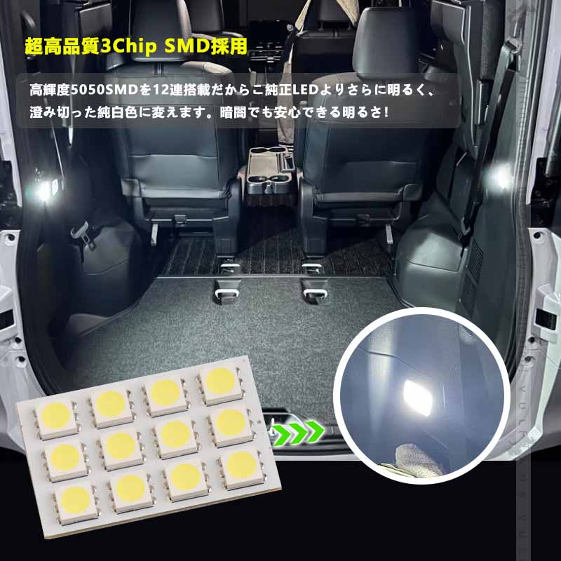 LEDラゲッジランプ ノア・ヴォクシー90系 ホワイト 純正交換 増設ランプ ラゲッジ LEDランプ アクセサリー 内装 カスタム パーツ 視認性向上 ラゲージランプ