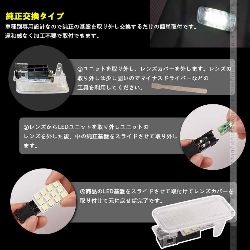 LEDラゲッジランプ ノア・ヴォクシー90系 ホワイト 純正交換 増設ランプ ラゲッジ LEDランプ アクセサリー 内装 カスタム パーツ 視認性向上 ラゲージランプ