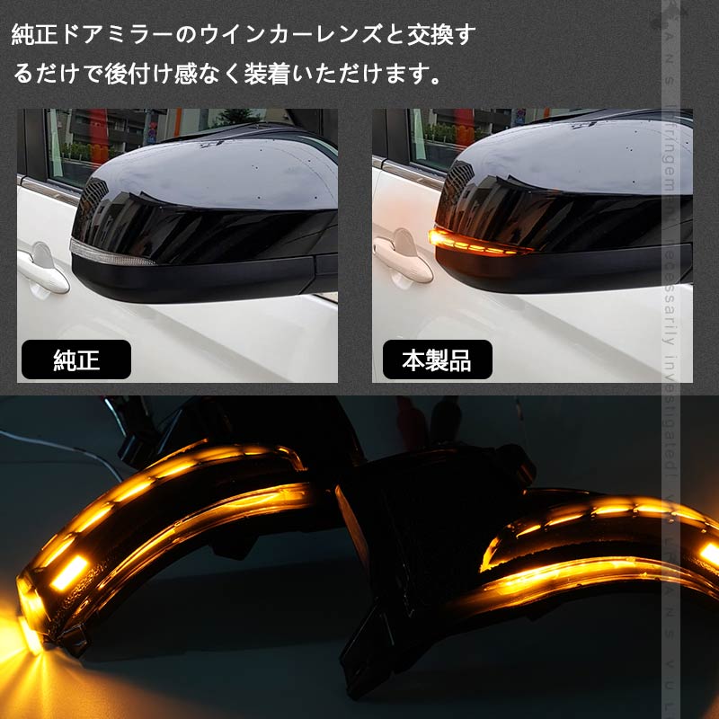 ノア90系 ヴォクシー90系 ドアミラーシーケンシャルウインカー 流れるアンバー/ホワイト ウインカーレンズ LEDウィンカー 流れる ウイングミラー 外装 パーツ